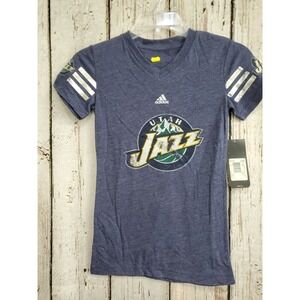 Girl's‎ Medium ADIDAS Utah Jazz NBA Blue Short Sleeve Tee T-Shirt Shirt NEW